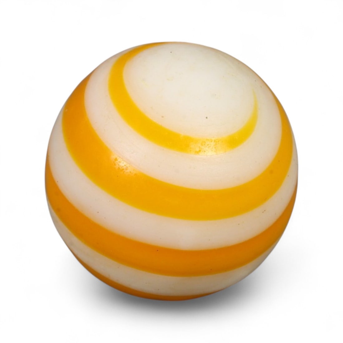 Vintage Swirled Pattern Glass Marble, c. Early-Mid 20th Century, 1.6cm: This charming vintage marble, is crafted from glass with a striking swirl design. Its spiraled pattern, creates a mesmerizing effect that reflects the playful artistry of traditional marble-making. Ea