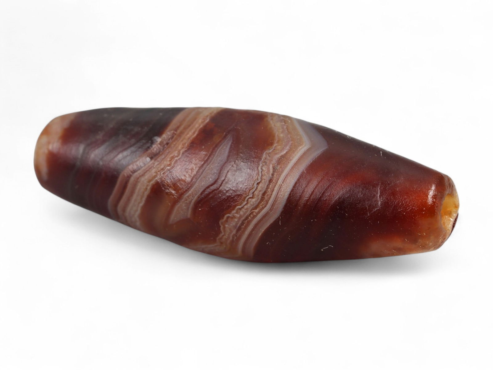 Ancient Tibetan Himalayan Banded Agate Dzi Bead, c. 9th-14th Century CE, 3.3cm (1 of 2)