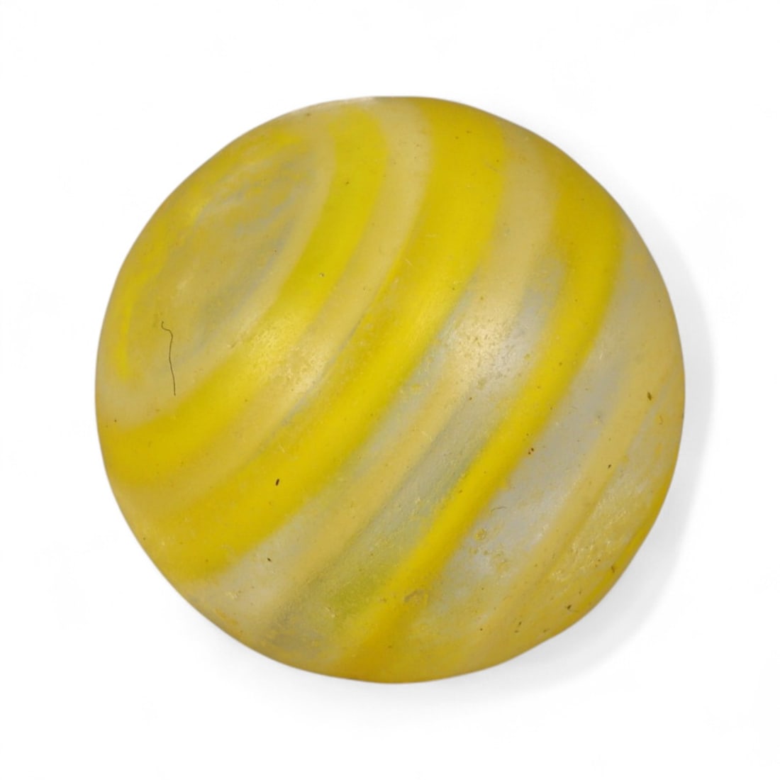 Vintage Swirled Pattern Glass Marble, c. Early-Mid 20th Century, 1.6cm: This charming vintage marble, is crafted from glass with a striking swirl design. Its spiraled pattern, creates a mesmerizing effect that reflects the playful artistry of traditional marble-making. Ea