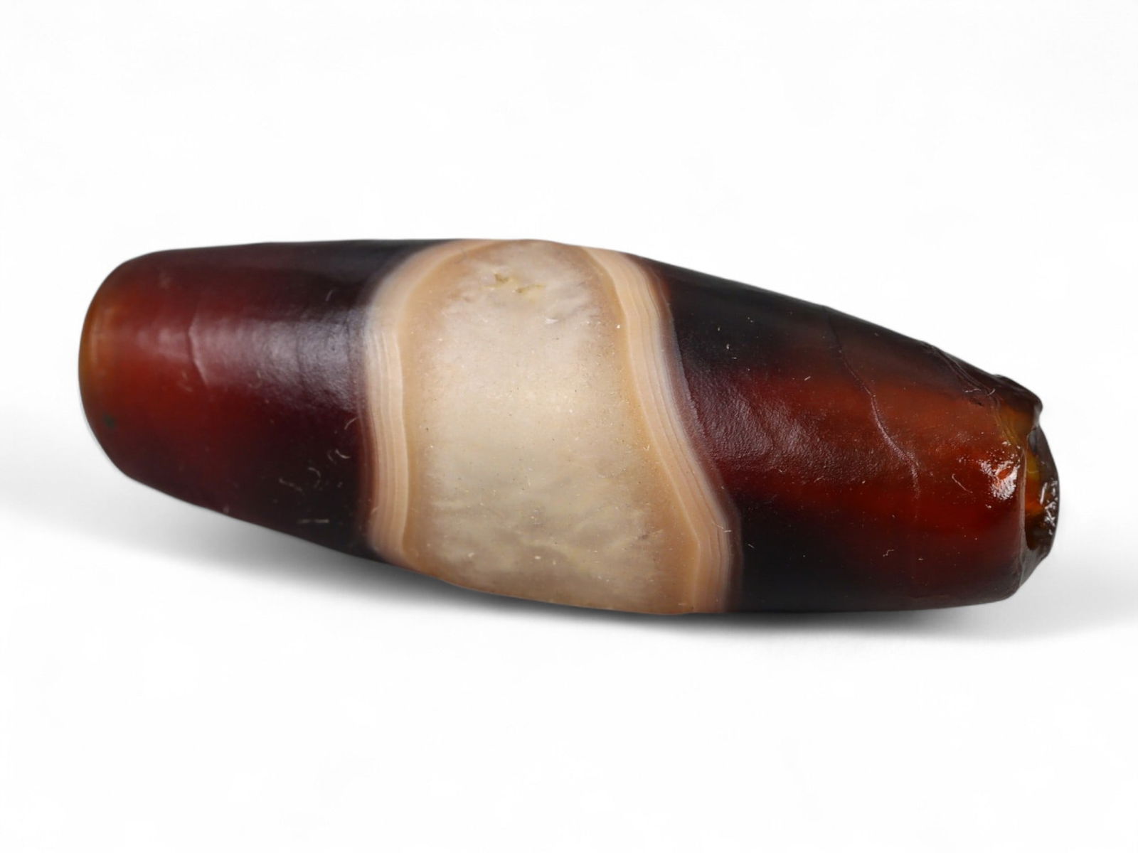 Ancient Tibetan Himalayan Banded Agate Dzi Bead, c. 9th-14th Century CE, 3cm (1 of 2)