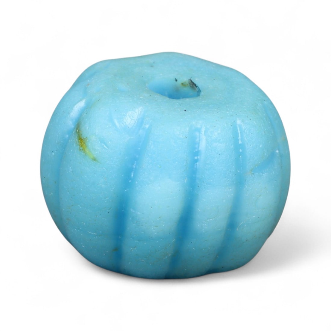 Antique Chinese Qing Dynasty Glass Melon Bead, c. 19th-20th Century CE, 1.8cm (1 of 2)