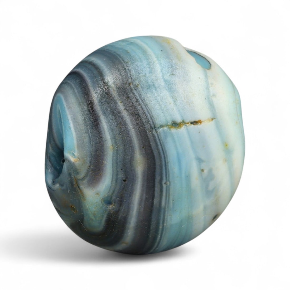 Antique Islamic Glass Bead, Swirled Banded Pattern, c. 18th-19th Century CE, 2cm (1 of 2)