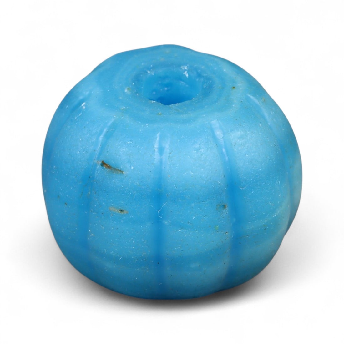 Antique Chinese Qing Dynasty Glass Melon Bead, c. 19th-20th Century CE, 2cm (1 of 2)