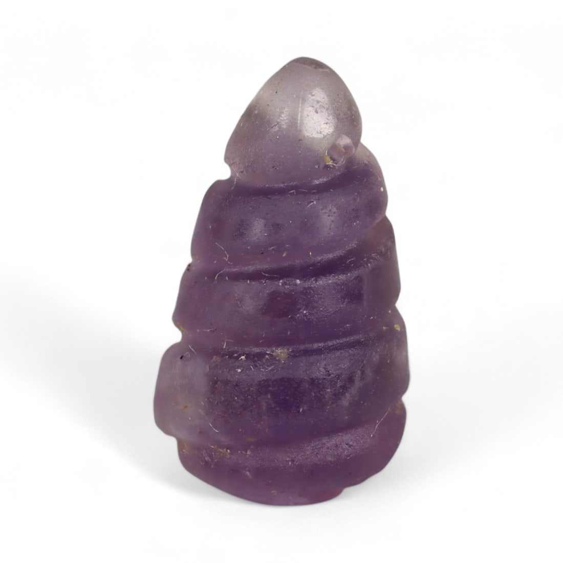 Ancient Near Eastern Amethyst Amulet Bead in Conical Spiral Form, c. 4th-7th Century CE, 1.6cm