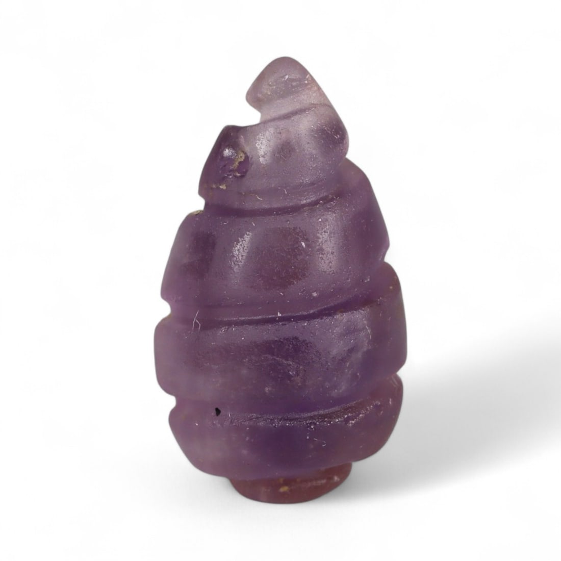 Ancient Near Eastern Amethyst Amulet Bead in Conical Spiral Form, c. 4th-7th Century CE, 1.7cm (1 of 2)