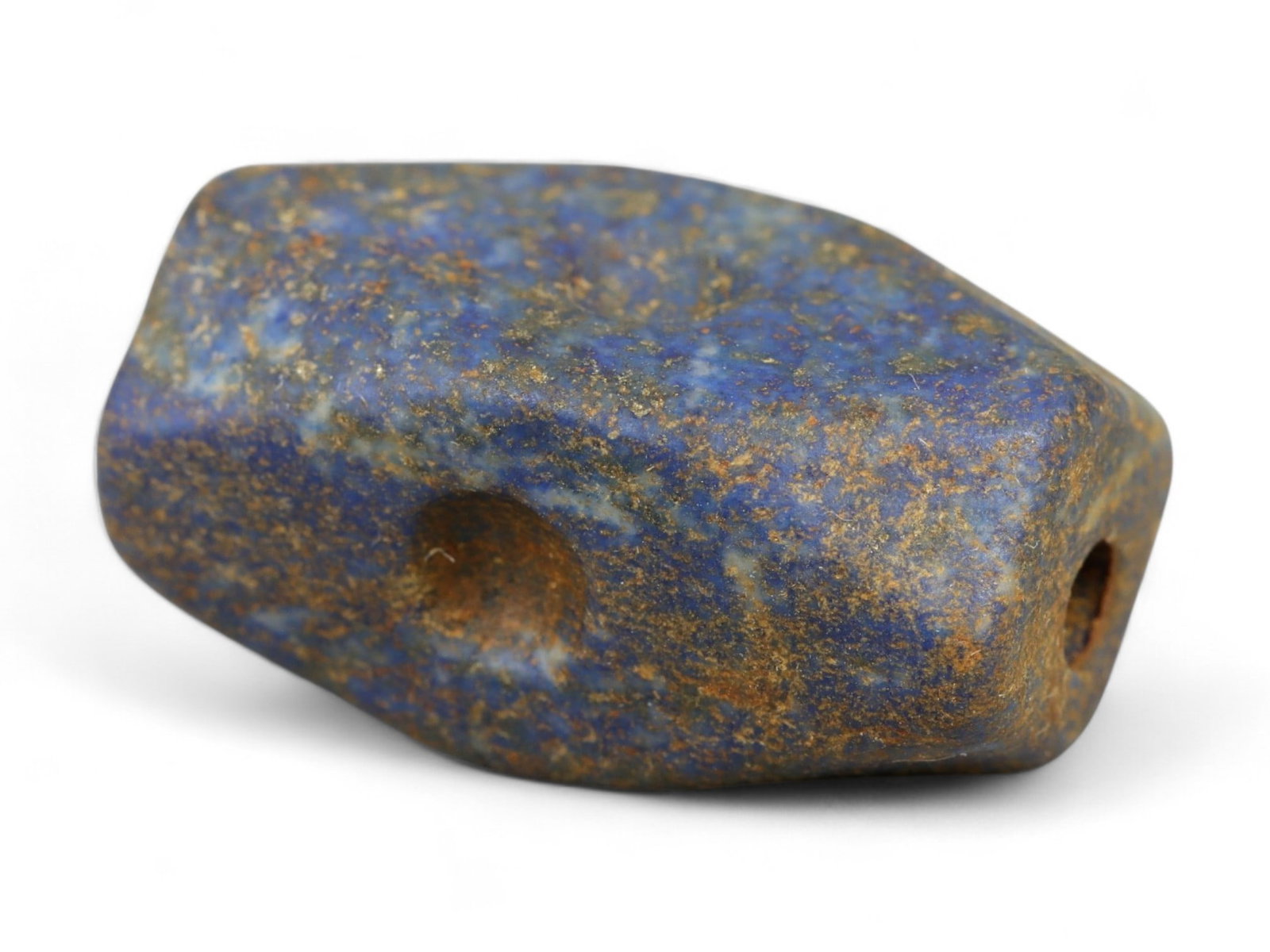 Ancient Mesopotamian Lapis Lazuli Bead, c. 2nd-1st Millennium BCE, 2cm: This ancient lapis lazuli bead, dating to the 2nd-1st millennium BCE, originates from the cradle of civilization in Mesopotamia, a region celebrated for its pioneering artistry and long-standing trade