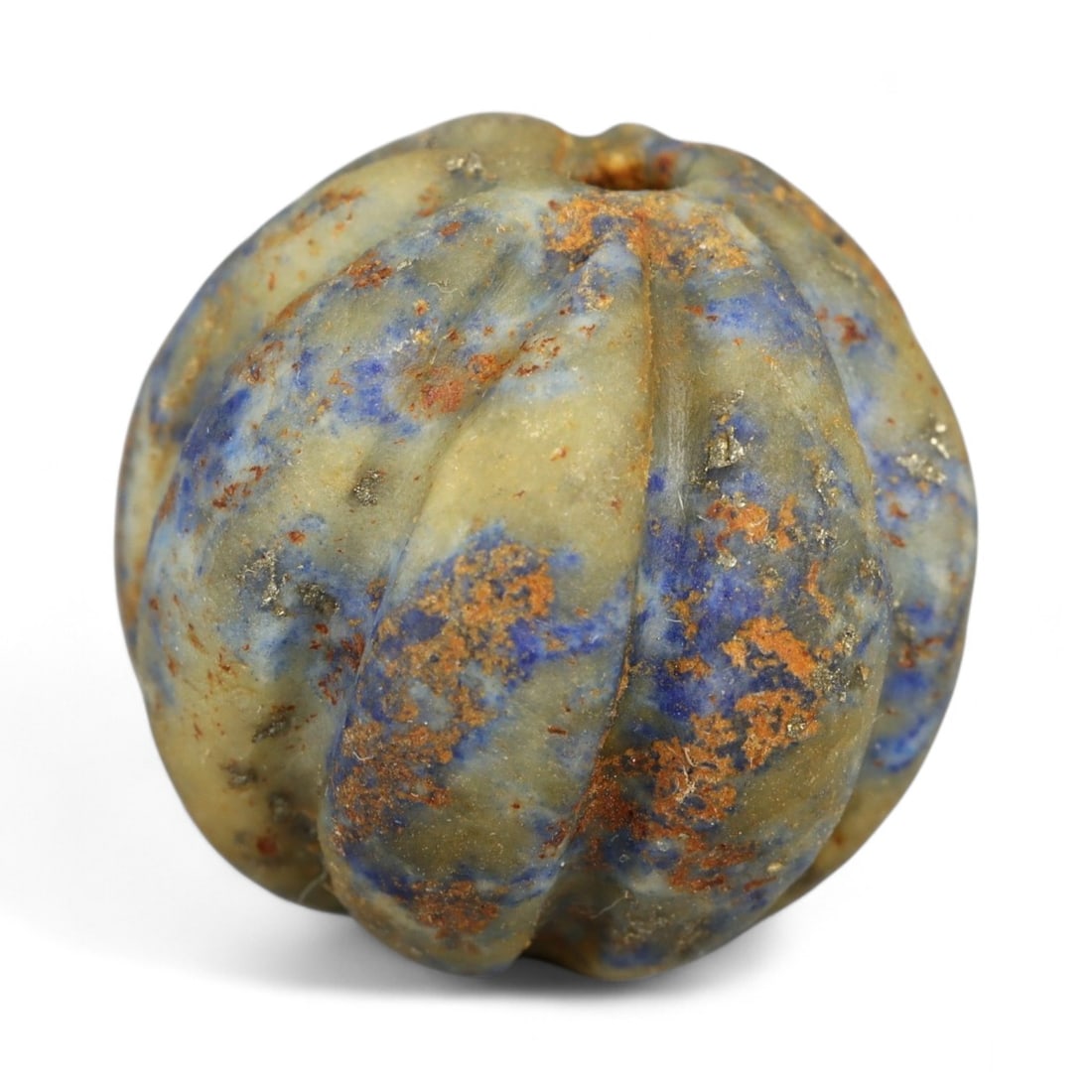 Ancient Mesopotamian Lapis Lazuli Bead, c. 2nd-1st Millennium BCE, 1.5cm: This ancient lapis lazuli bead, dating to the 2nd-1st millennium BCE, originates from the cradle of civilization in Mesopotamia, a region celebrated for its pioneering artistry and long-standing trade