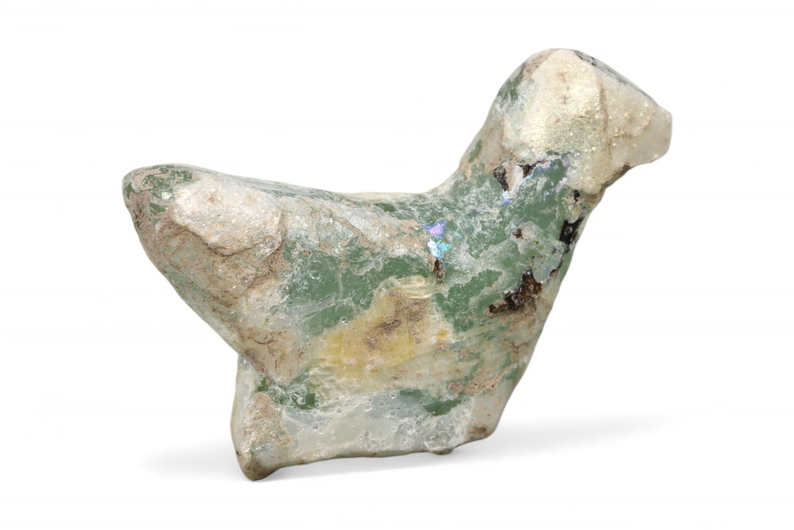 Ancient Roman Green Glass Dove Amulet, c. 1st-3rd Century CE 3g (1 of 2)