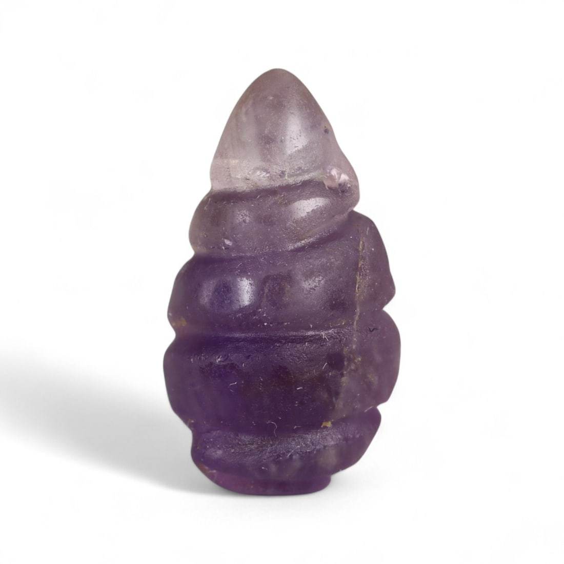Ancient Near Eastern Amethyst Amulet Bead in Conical Spiral Form, c. 4th-7th Century CE, 1.6cm (1 of 2)