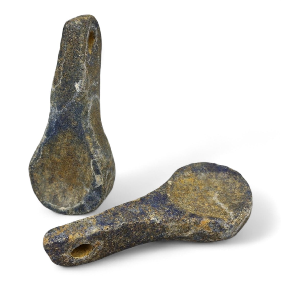 Ancient Akkadian Lapis Lazuli Spoon-Shaped Pendant Beads, c. 24th-22nd Century BCE, 2cm, 2.4g (1 of 2)