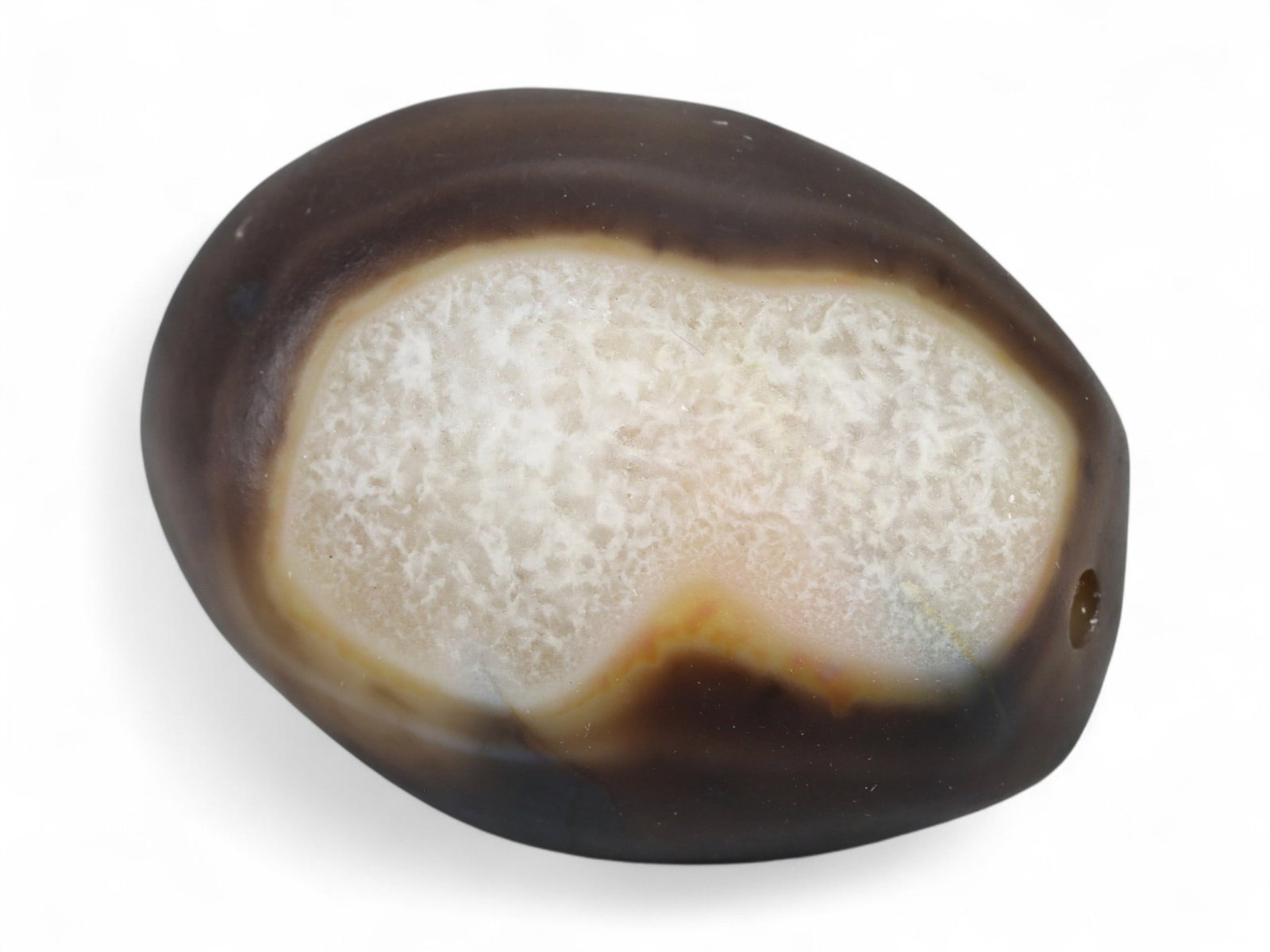 Ancient Medieval Islamic Sulaimani Banded Agate Bead, c. 9th-12th Century CE, 3cm: This elegant barrel-shaped bead, carved from deep black banded agate with striking natural white and grey striations, belongs to the Islamic period of the early Middle Ages, dating between the 9th and