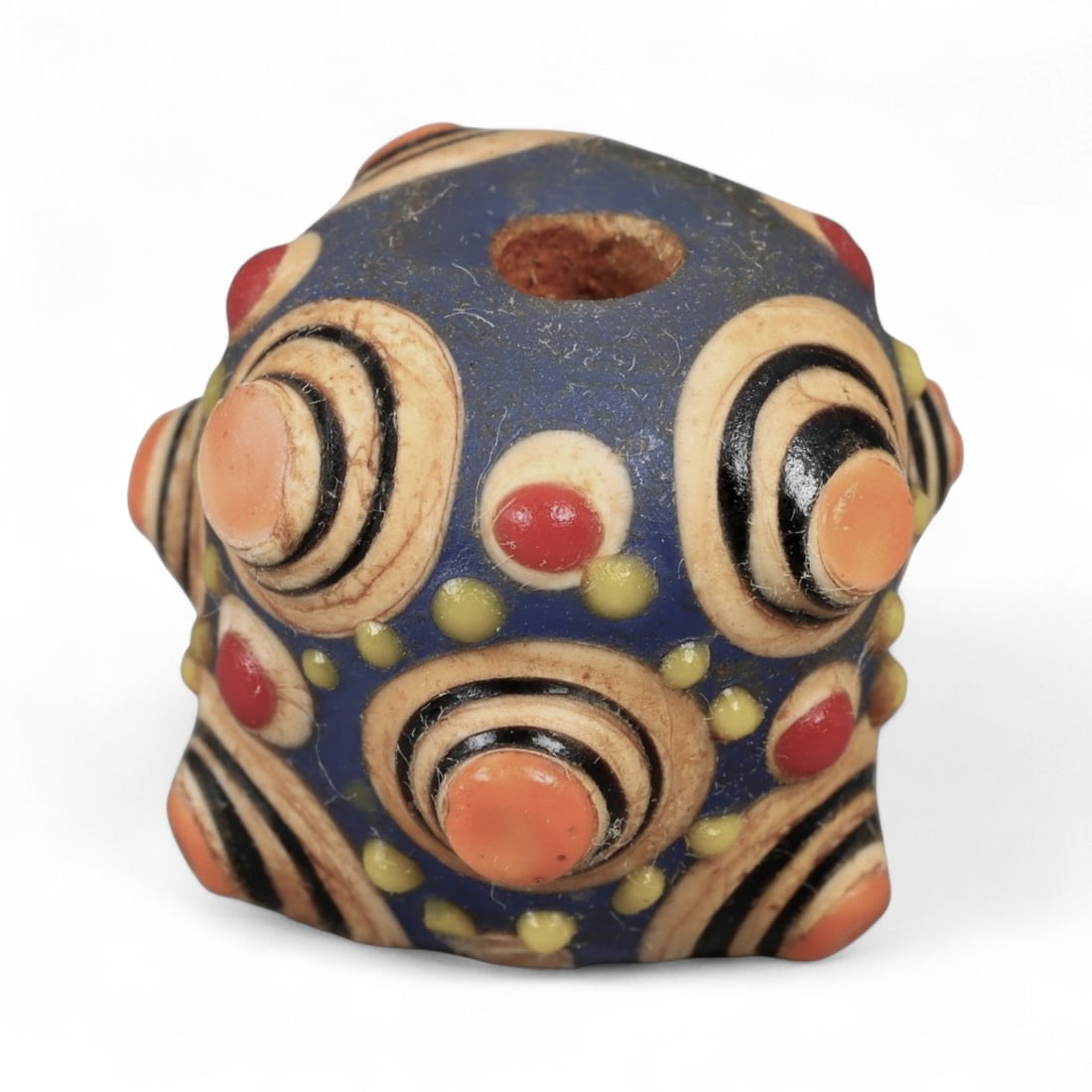 Ancient Western Asiatic Polychrome Node-Eye Glass Bead, c. 4th-2nd Century BCE, 1.9cm (1 of 2)