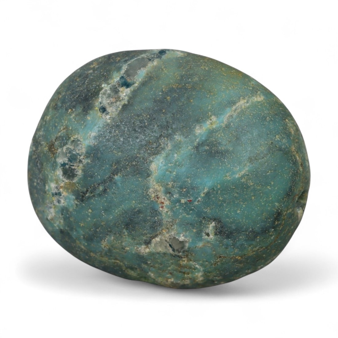 Antique Tibetan Mala Prayer Turquoise Amulet Bead, c. 18th-19th Century, 2cm, 5g: This striking turquoise bead from Tibet, dating to the 18th-19th century, embodies the deep spiritual and cultural reverence accorded to this precious stone in Himalayan tradition. Its organic, rounde