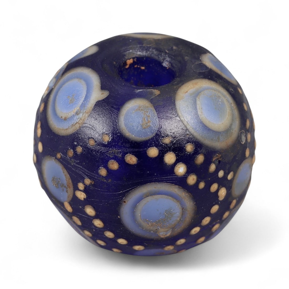 Ancient Chinese Warring States Stratified Eye Wound Glass Bead, Eastern Zhou, c. 475-221 BCE, 2.3cm (1 of 2)