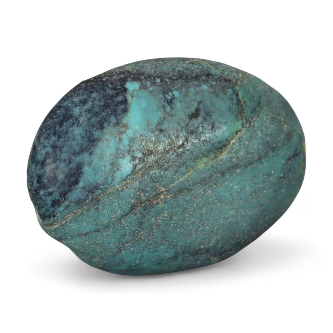 Antique Tibetan Mala Prayer Turquoise Amulet Bead, c. 18th-19th Century, 2.3cm, 5g: This striking turquoise bead from Tibet, dating to the 18th-19th century, embodies the deep spiritual and cultural reverence accorded to this precious stone in Himalayan tradition. Its organic, rounde