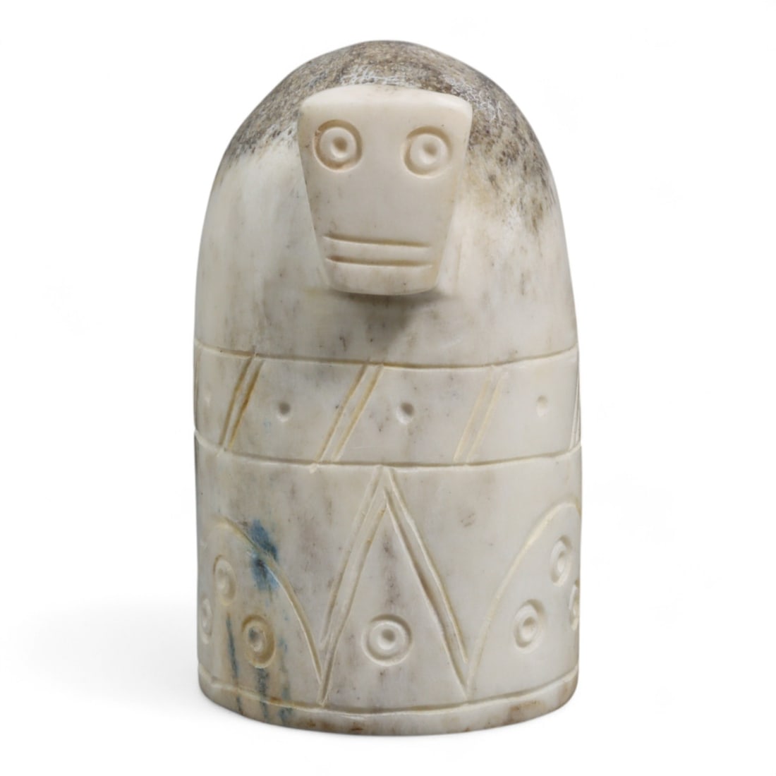 Ancient Near Eastern Carved Bone Idol, c. 2nd-1st Millennium BCE 68g: This distinctive carved bone idol, measuring 6 x 4 cm and weighing 68 grams, belongs to the Ancient Near Eastern tradition of anthropomorphic ritual figures. The piece presents a stylized human form w