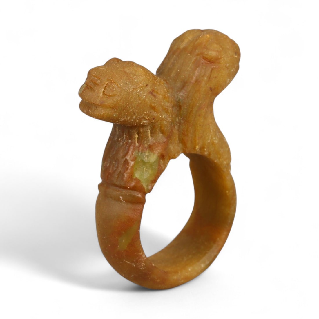 Ancient Parthian Double-Headed Feline Guardian Stone Ring, c. 2nd-3rd Century CE, 3.8cm (1 of 2)