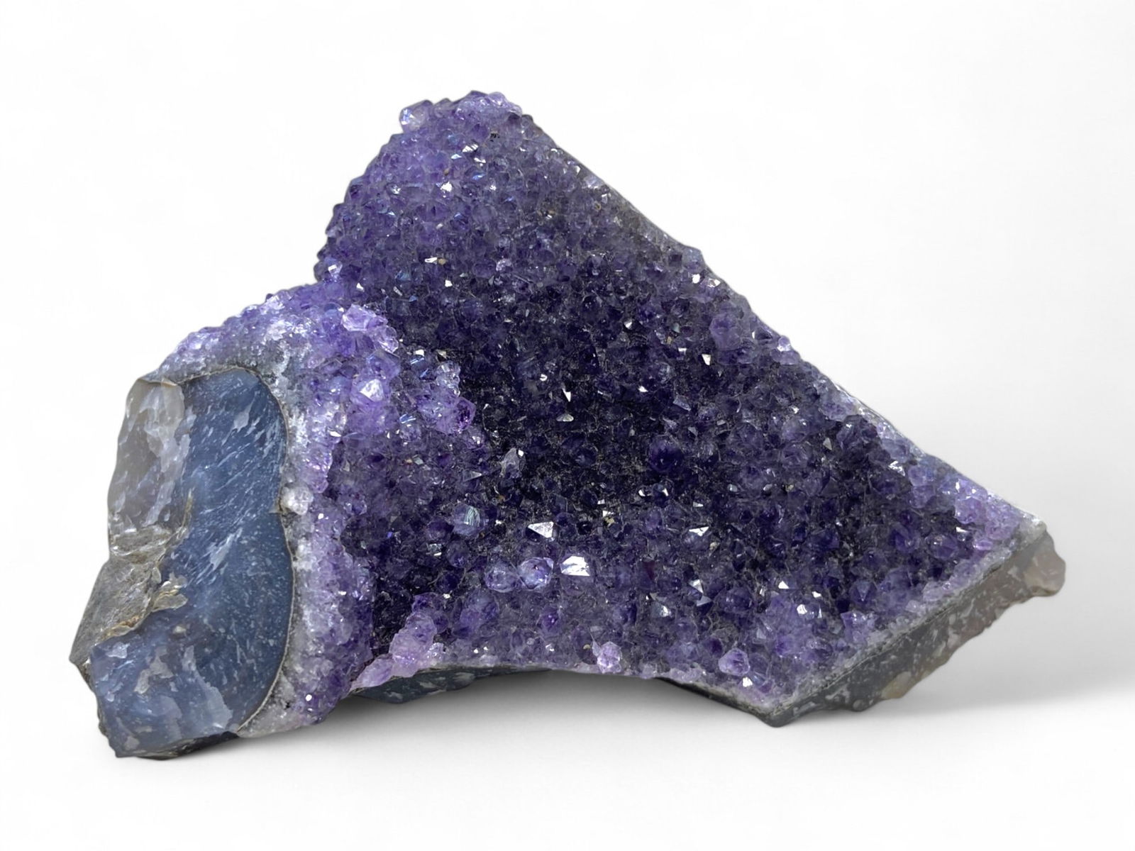 147 Grams Amethyst Drusy Plate - Sparkling Violet Crystal Layer with Polished Agate Edge (1 of 3)