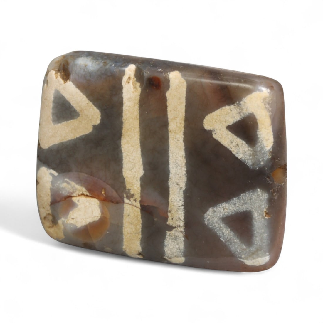 Ancient Silk Road Indo-Himalayan Etched Carnelian Bead, c. 8th-12th Century CE, 2.4cm: This rare etched carnelian bead originates from the Indo-Himalayan region, dating to the 8th-12th century CE, a period when sacred art and long-distance trade flourished across northern India, Nepal, 