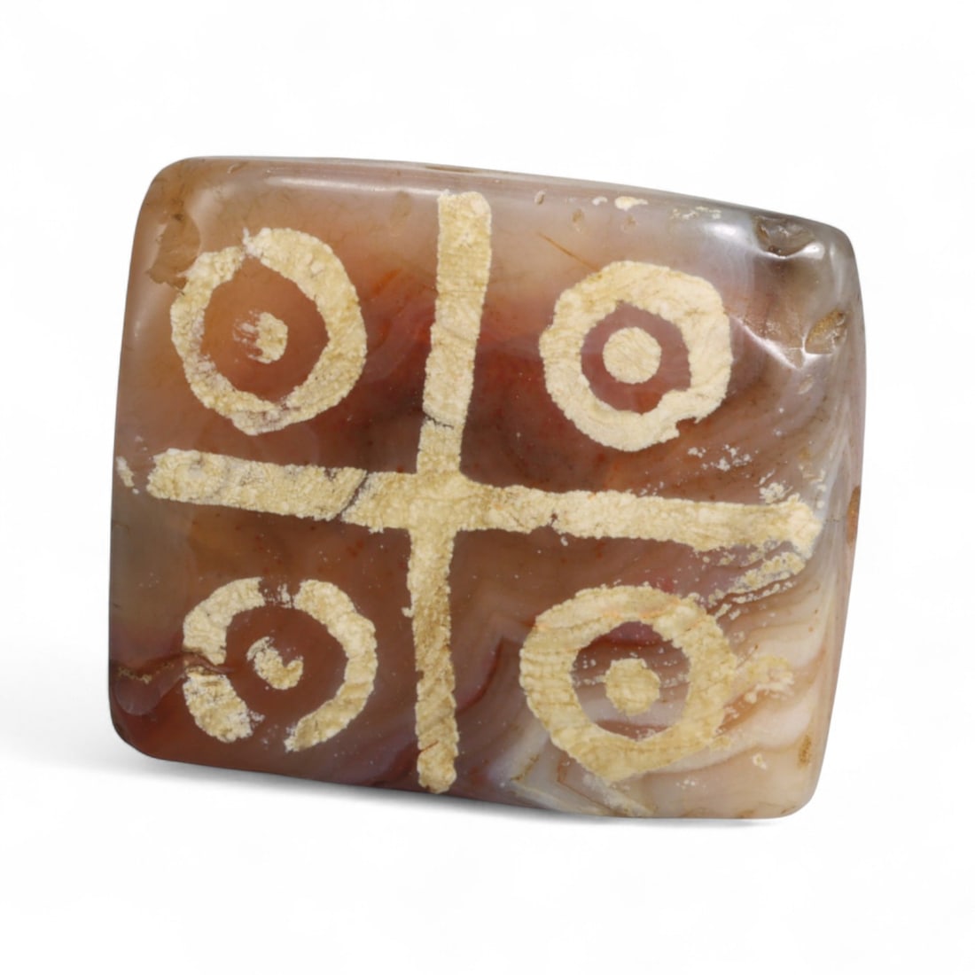 Ancient Silk Road Indo-Himalayan Etched Carnelian Bead, c. 8th-12th Century CE, 2.4cm: This rare etched carnelian bead originates from the Indo-Himalayan region, dating to the 8th-12th century CE, a period when sacred art and long-distance trade flourished across northern India, Nepal, 