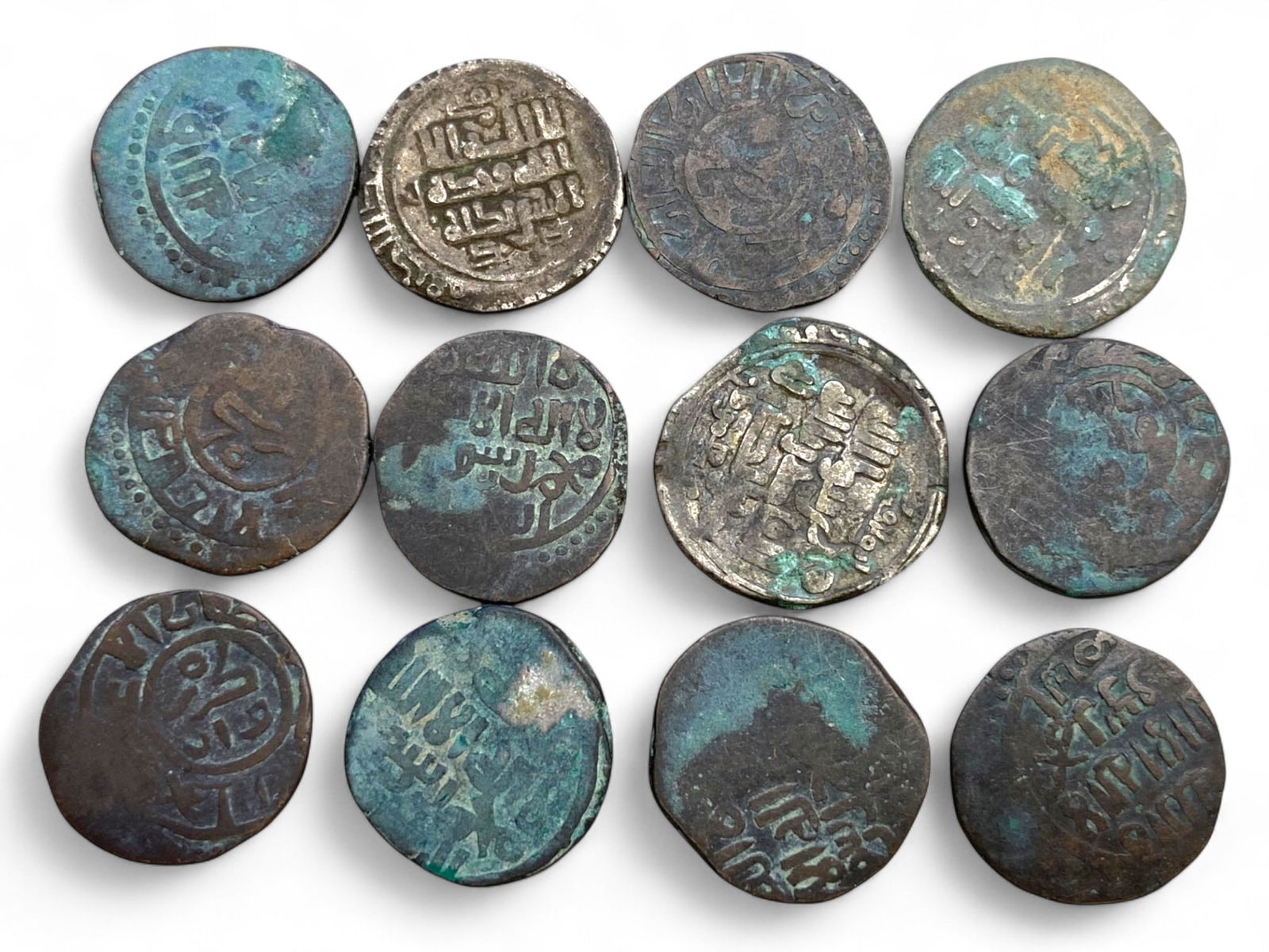 Ancient Mongol and Golden Horde Islamic Bronze-Silver Coin Collection, c. 13th-14th Century CE, 32g (1 of 1)