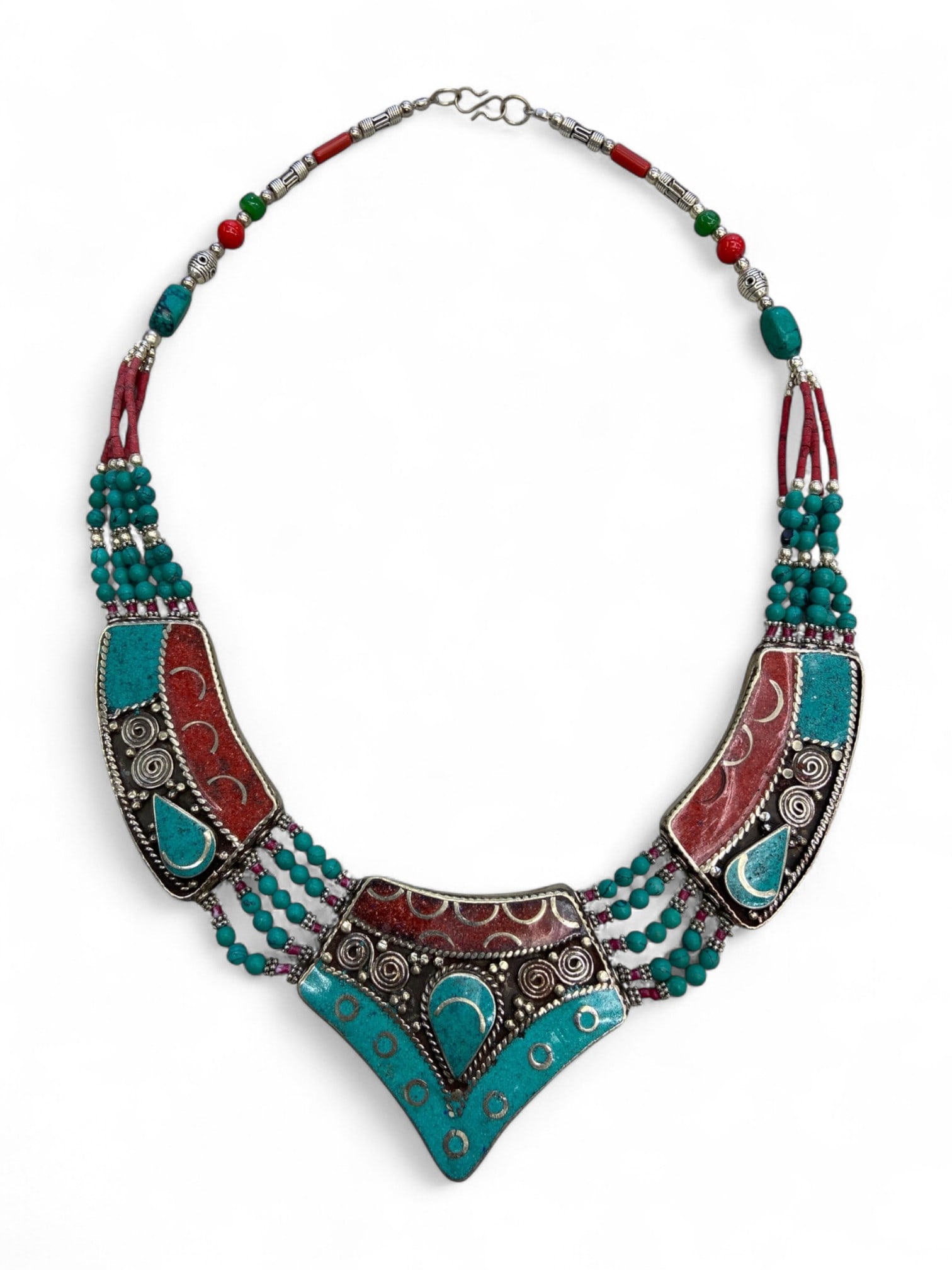 Vintage Himalayan Tibetan Tribal Beaded Necklace, c. 20th Century, 214g (1 of 1)