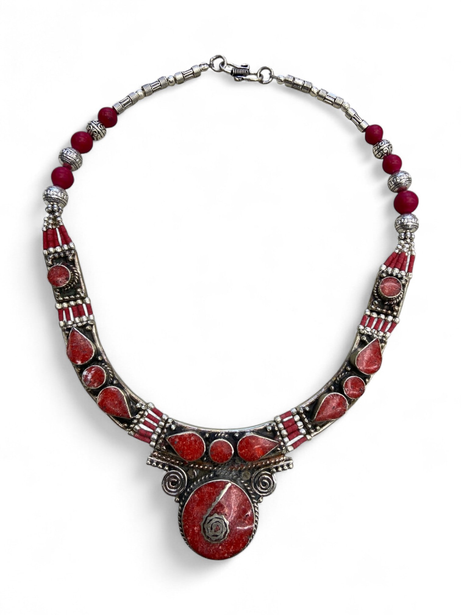 Vintage Himalayan Tibetan Tribal Beaded Necklace, c. 20th Century, 118g (1 of 1)