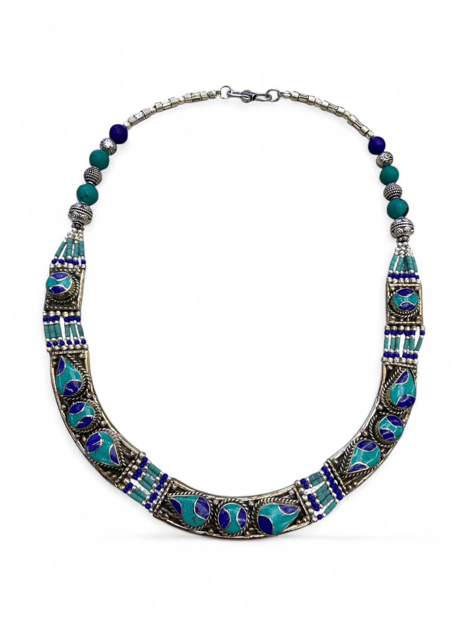 Vintage Himalayan Tibetan Tribal Beaded Necklace, c. 20th Century, 125g (1 of 1)