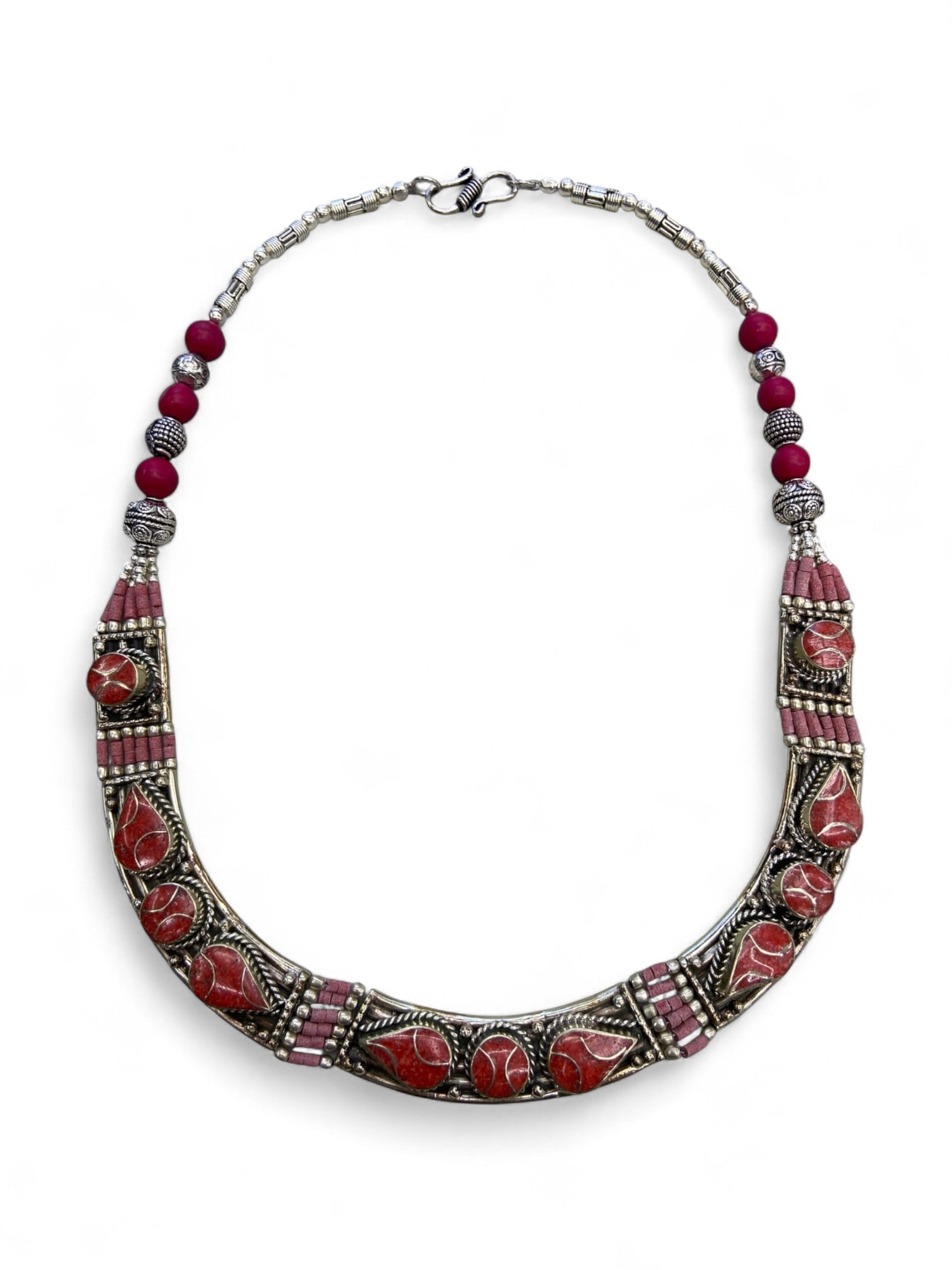 Vintage Himalayan Tibetan Tribal Beaded Necklace, c. 20th Century, 117g (1 of 1)