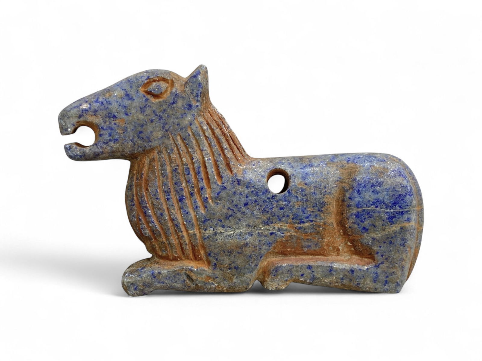 Antique Near Eastern Lapis Lazuli Zoomorphic Pendant, c. 18th-19th Century, 8cm,  84g (1 of 2)