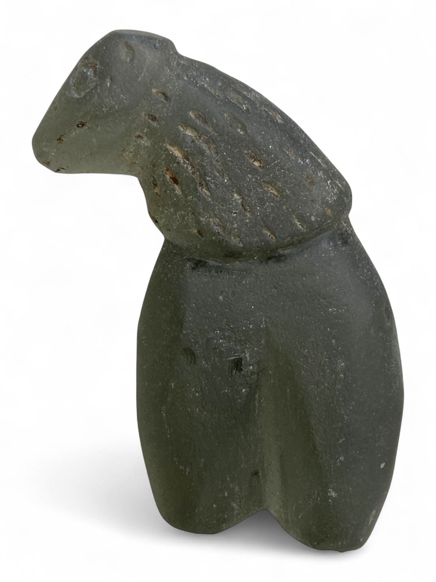 Ancient Sasanian Glass Zoomorphic Amulet, c. 3rd-6th Century CE, 7cm, 57g: This ancient glass zoomorphic amulet, dating to the Sasanian Empire (c. 3rd-6th century CE), reflects the artistry and spiritual symbolism of one of the last great pre-Islamic Persian dynasties. The S
