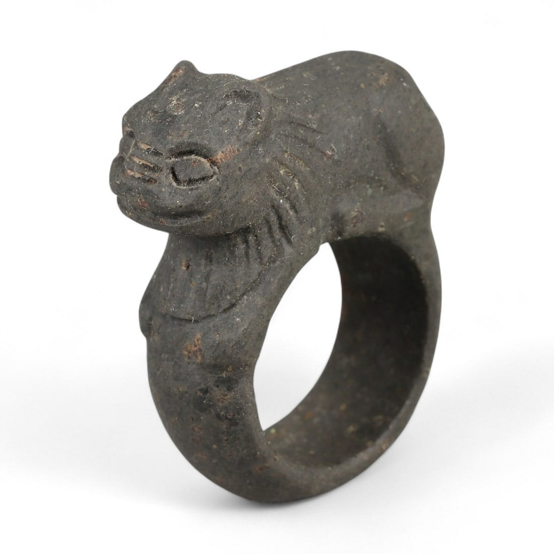 Ancient Parthian Carved Feline Motif Stone Ring, c. 1st-3rd Century CE, 4cm (1 of 2)