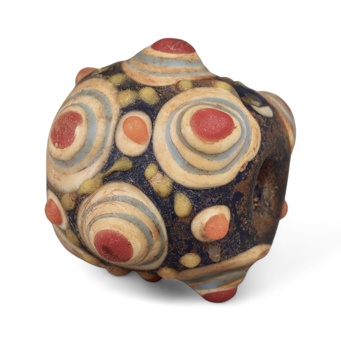 Ancient Western Asiatic Polychrome Node-Eye Glass Bead, c. 4th-2nd Century BCE, 2cm (1 of 2)