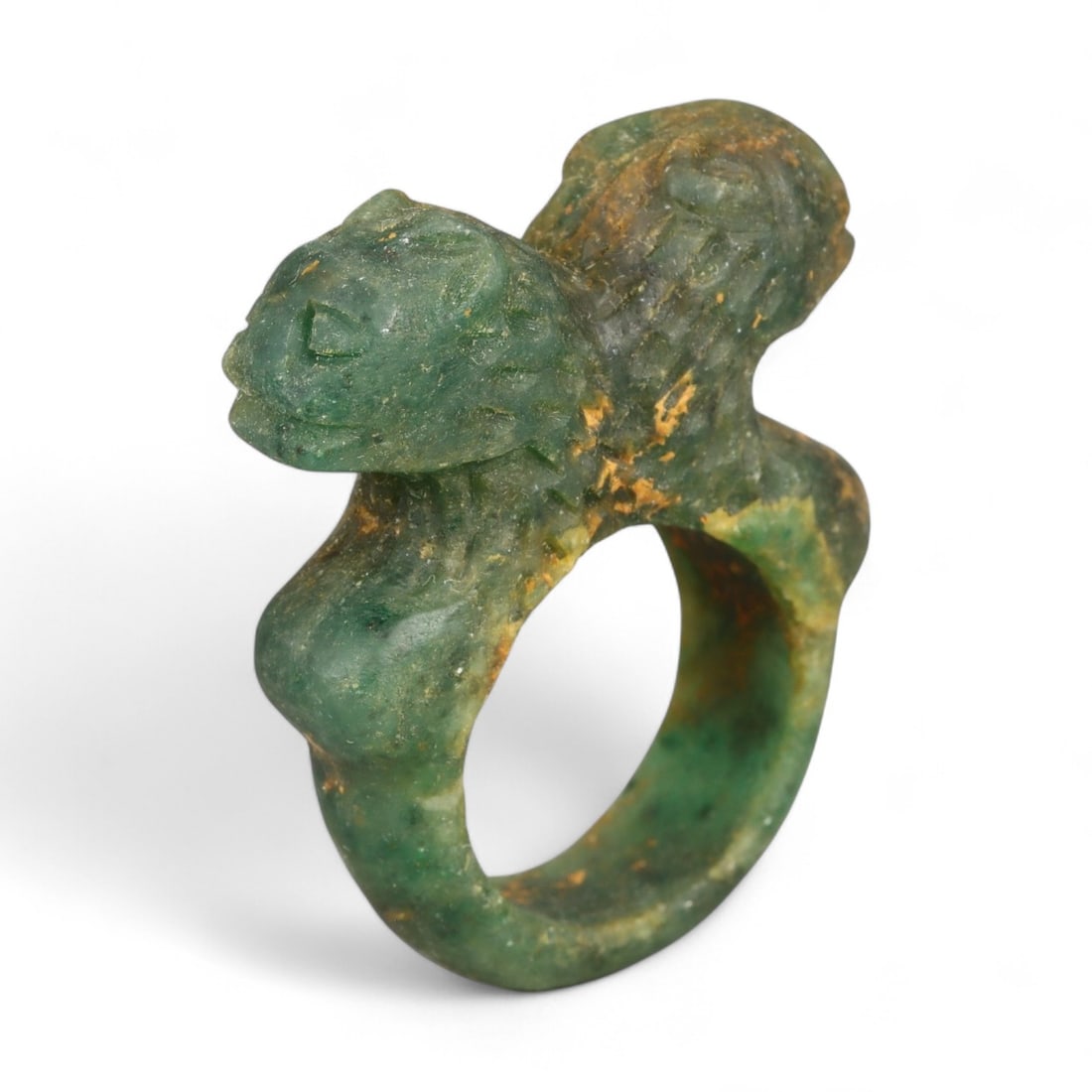 Ancient Parthian Double-Headed Feline Guardian Stone Ring, c. 2nd-3rd Century CE, 3.9cm: This striking stone ring comes from the Parthian Empire, a dynasty that held sway over Iran and Mesopotamia from 247 BCE to 224 CE. Parthian artisans drew upon a wide repertoire of symbolic motifs, of
