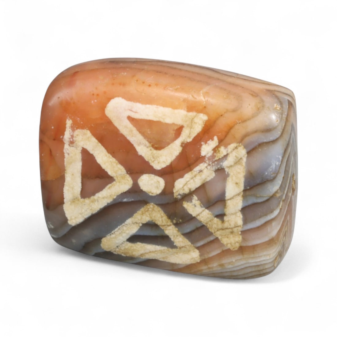 Ancient Silk Road Indo-Himalayan Etched Carnelian Bead, c. 8th-12th Century CE, 2.6cm: This rare etched carnelian bead originates from the Indo-Himalayan region, dating to the 8th-12th century CE, a period when sacred art and long-distance trade flourished across northern India, Nepal, 