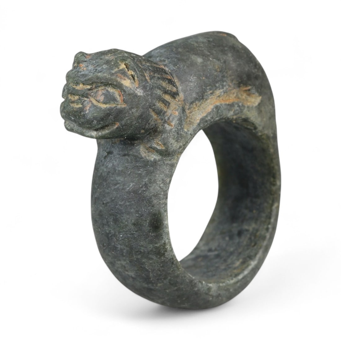 Ancient Parthian Carved Feline Motif Stone Ring, c. 1st-3rd Century CE, 3.5cm (1 of 2)