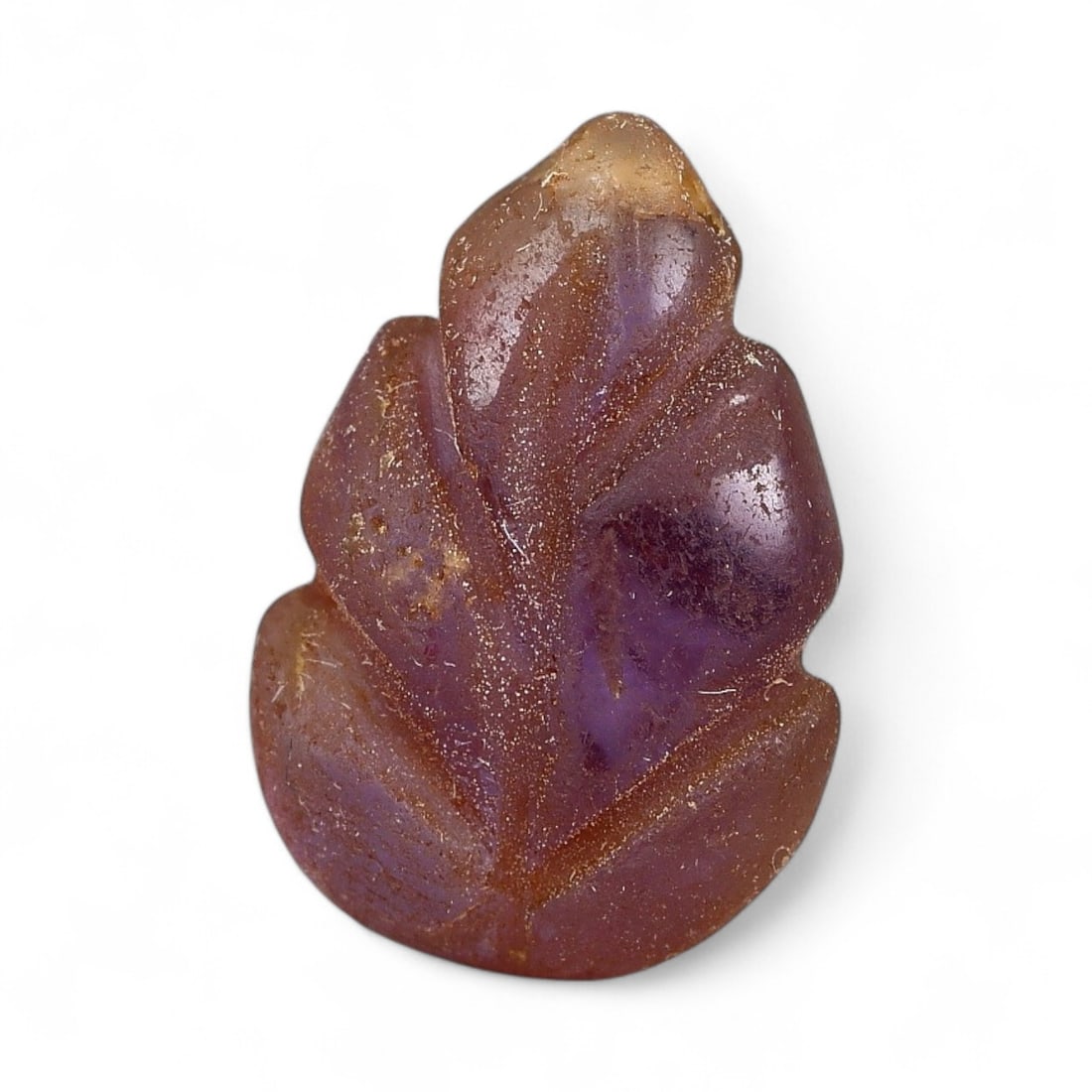Ancient Sassanian Persian Leaf Motif Amethyst Amulet, c. 4th-7th Century CE, 1.4cm (1 of 2)