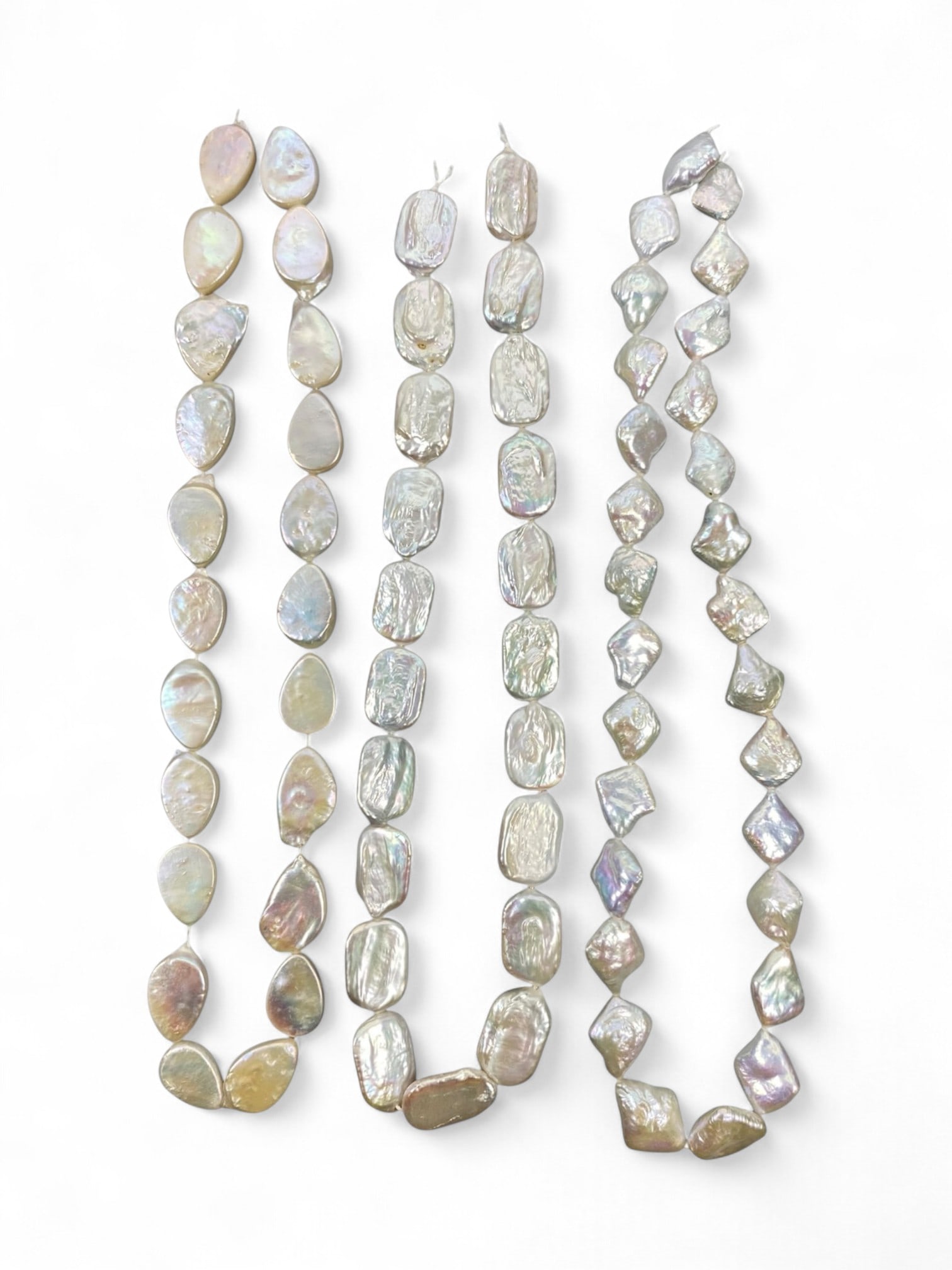 Cultured Freshwater Pearl Bead Strand Lot - Three Strands, Natural Iridescent Shapes (1 of 1)