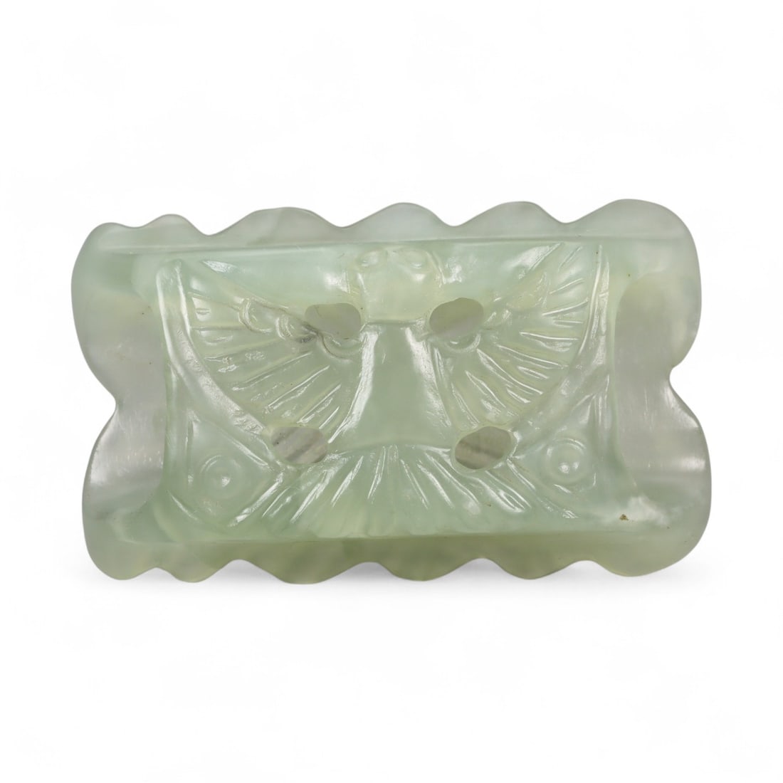 Antique Chinese Phoenix Jade Belt Buckle, c. Ming Dynasty, 14th-17th Century CE, 6x3.5cm (1 of 3)
