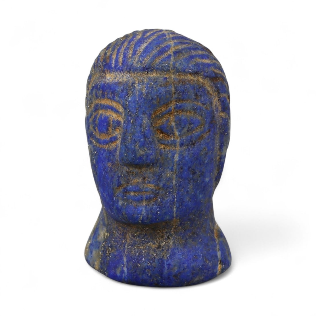 Ancient Bactrian Lapis Lazuli Votive Head, c. 2nd-1st Millennium BCE, H 3.5cm (1 of 3)