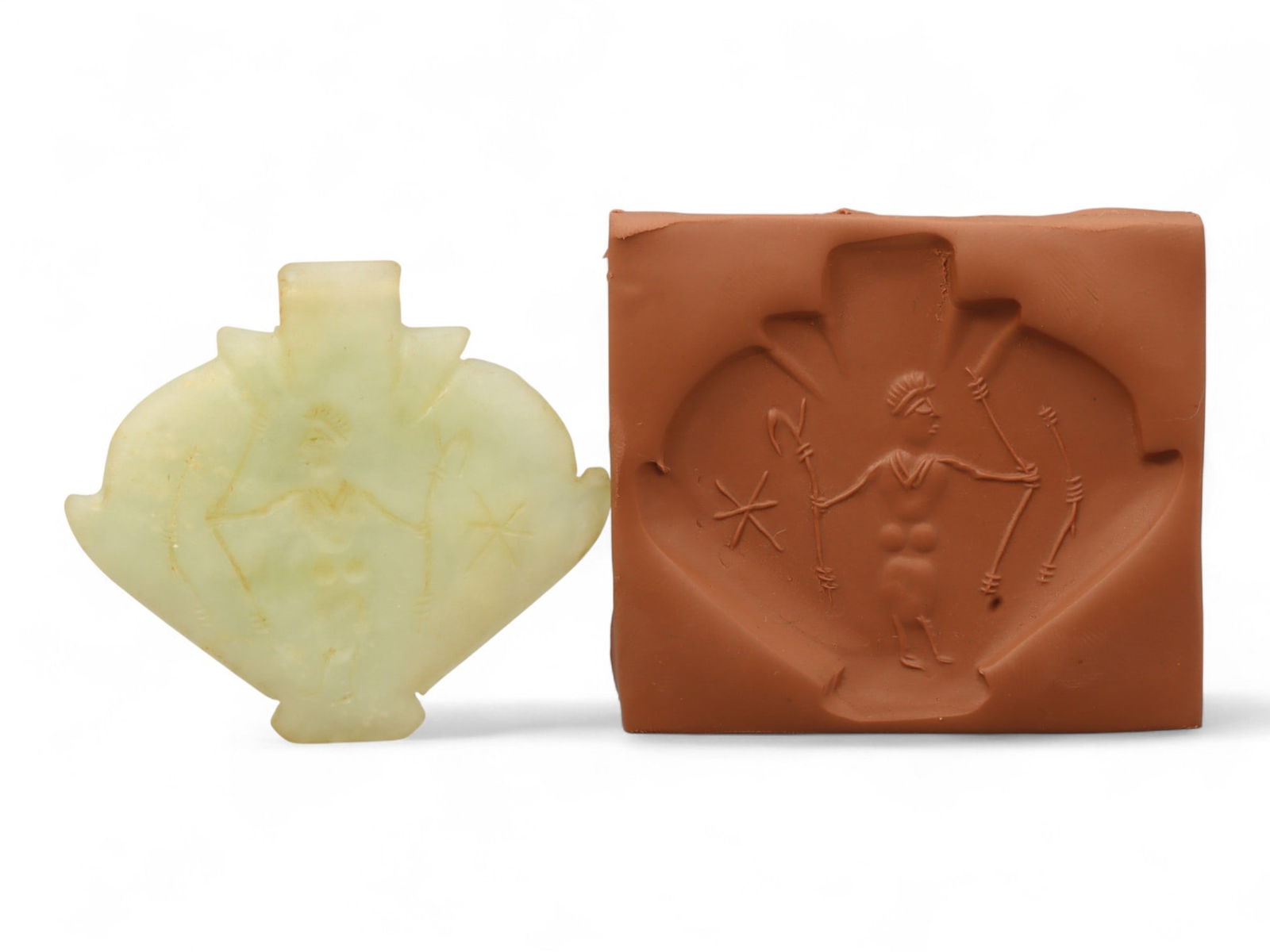 Ancient Neo-Assyrian Star and Goddess Jade Amulet Pendant, c. 9th-7th Century BCE, 6cm (1 of 3)