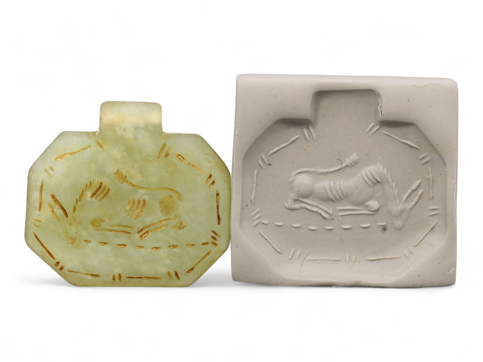 Ancient Neo-Assyrian Greenstone Horse Amulet Pendant, c. 9th-7th Century BCE, 4.3cm: This finely carved greenstone amulet dates to the Neo-Assyrian Empire, one of the most powerful and artistically advanced civilizations of the ancient Near East. Flourishing between the 9th and 7th ce