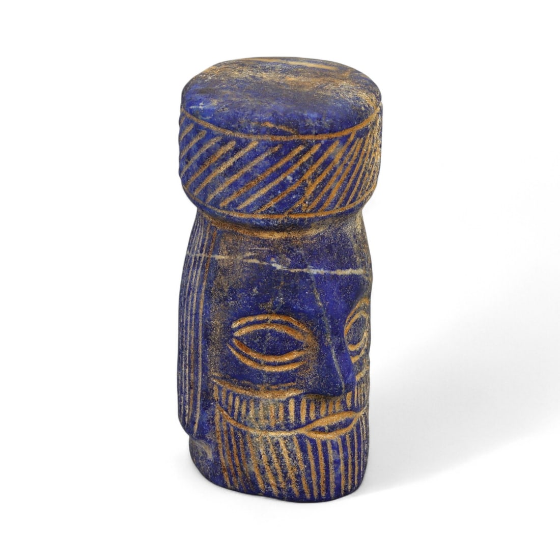 Ancient Bactrian Lapis Lazuli Bearded Votive Head, c. 2nd-1st Millennium BCE, 6.5cm (1 of 4)