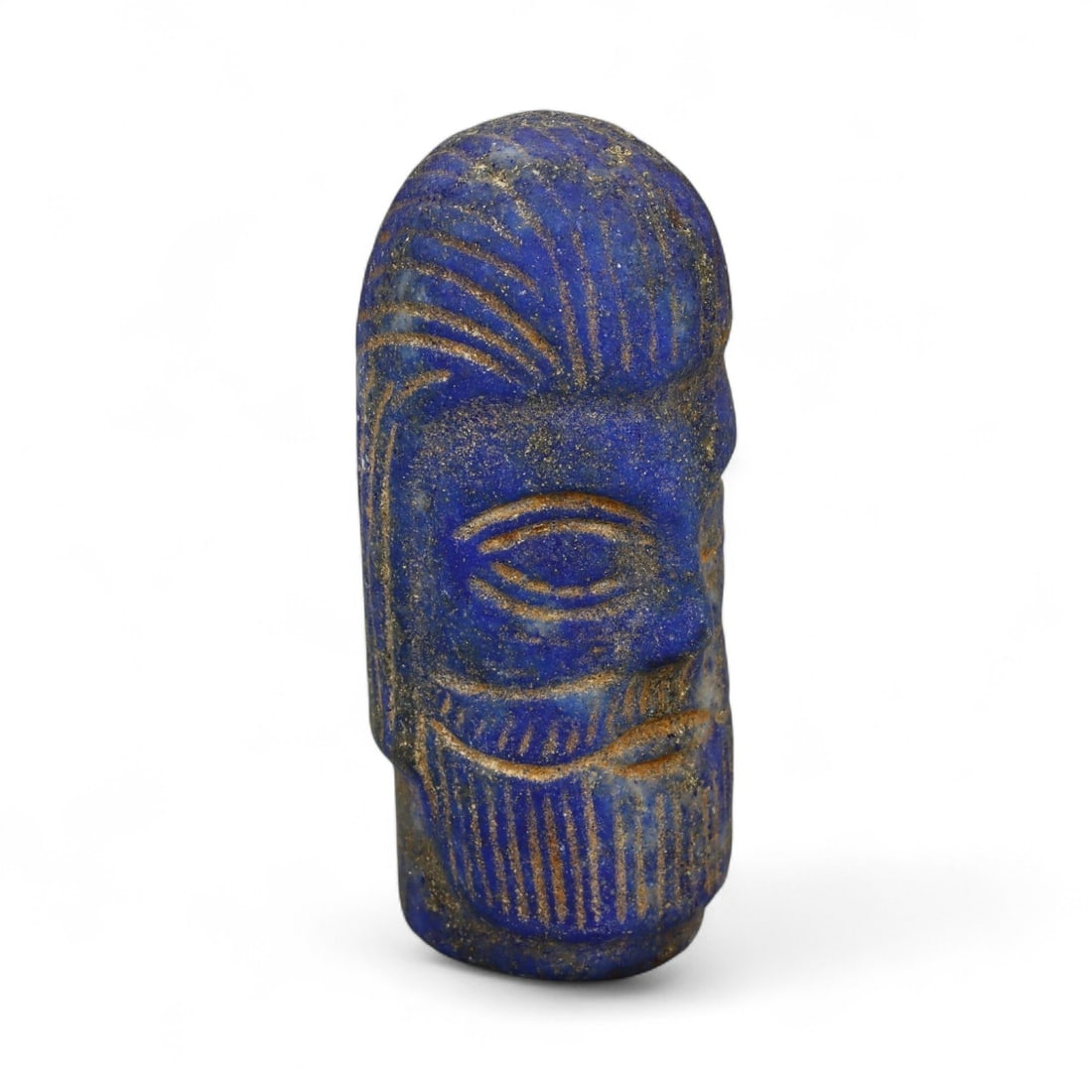 Ancient Bactrian Lapis Lazuli Bearded Votive Head, c. 2nd-1st Millennium BCE, 5cm (1 of 4)