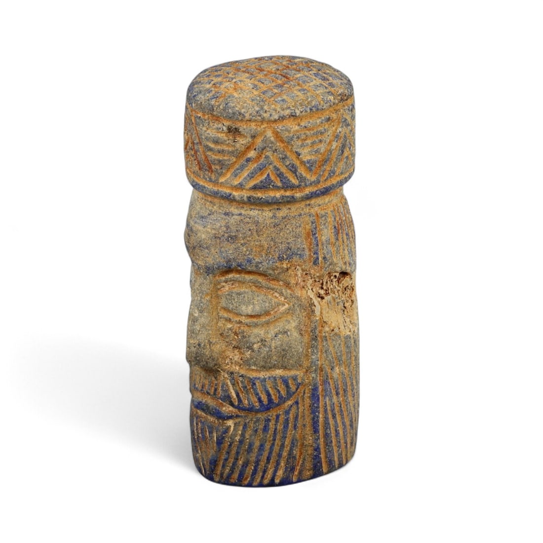 Ancient Bactrian Lapis Lazuli Bearded Votive Head, c. 2nd-1st Millennium BCE, 5.5cm (1 of 4)