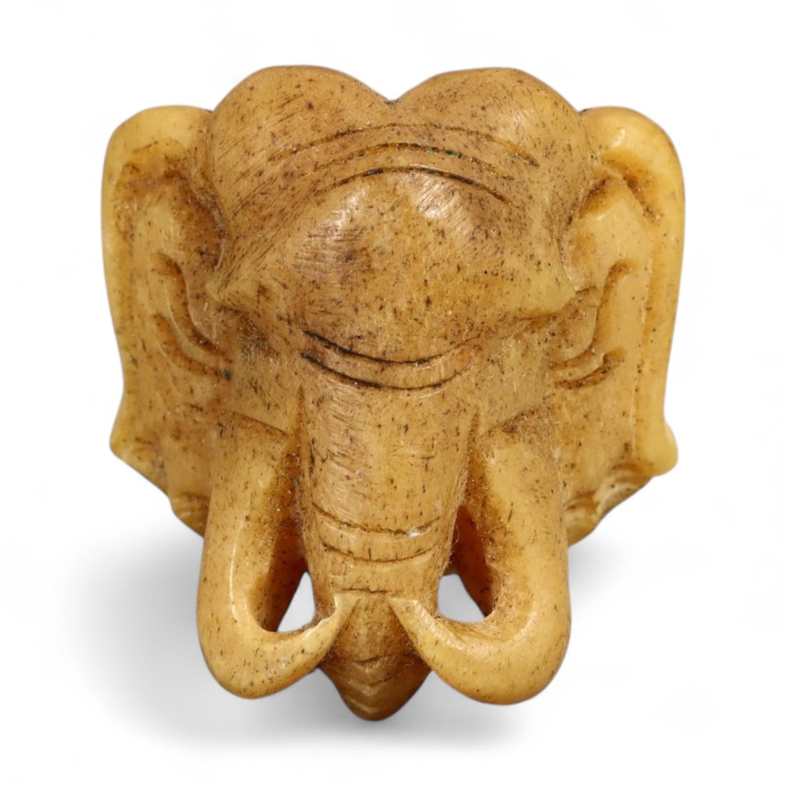 Antique Thai Elephant Totem Carved Wood Amulet, 19th-20th Century, 6g (1 of 2)