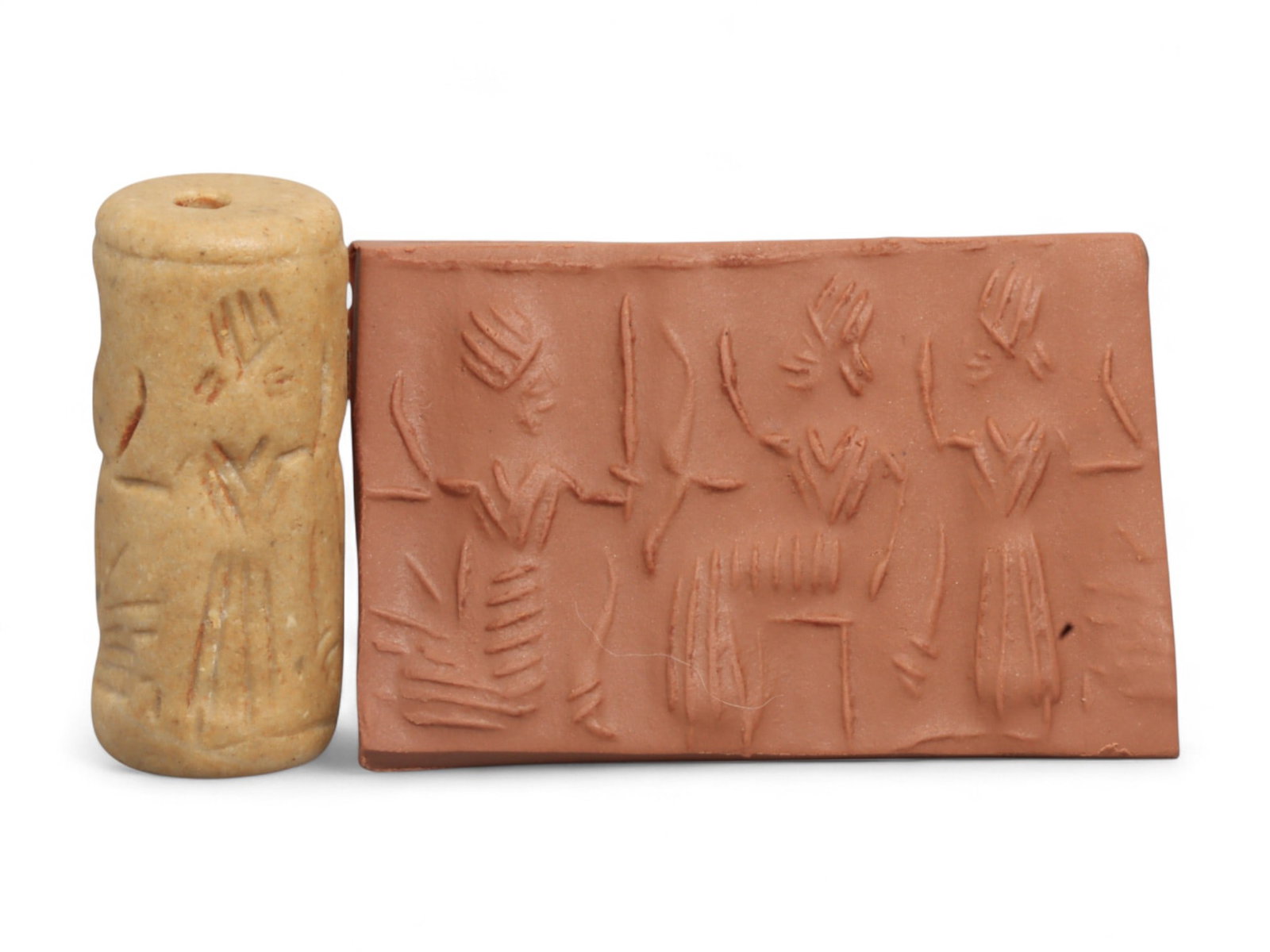 Ancient Mesopotamian Administrative Cylinder Seal, c. 2nd-1st Millennium BCE, 19g: This authentic cylinder seal from ancient Mesopotamia dates to the 2nd to 1st millennium BCE, a time when the art of carving miniature narratives on stone reached remarkable levels of refinement. Seal