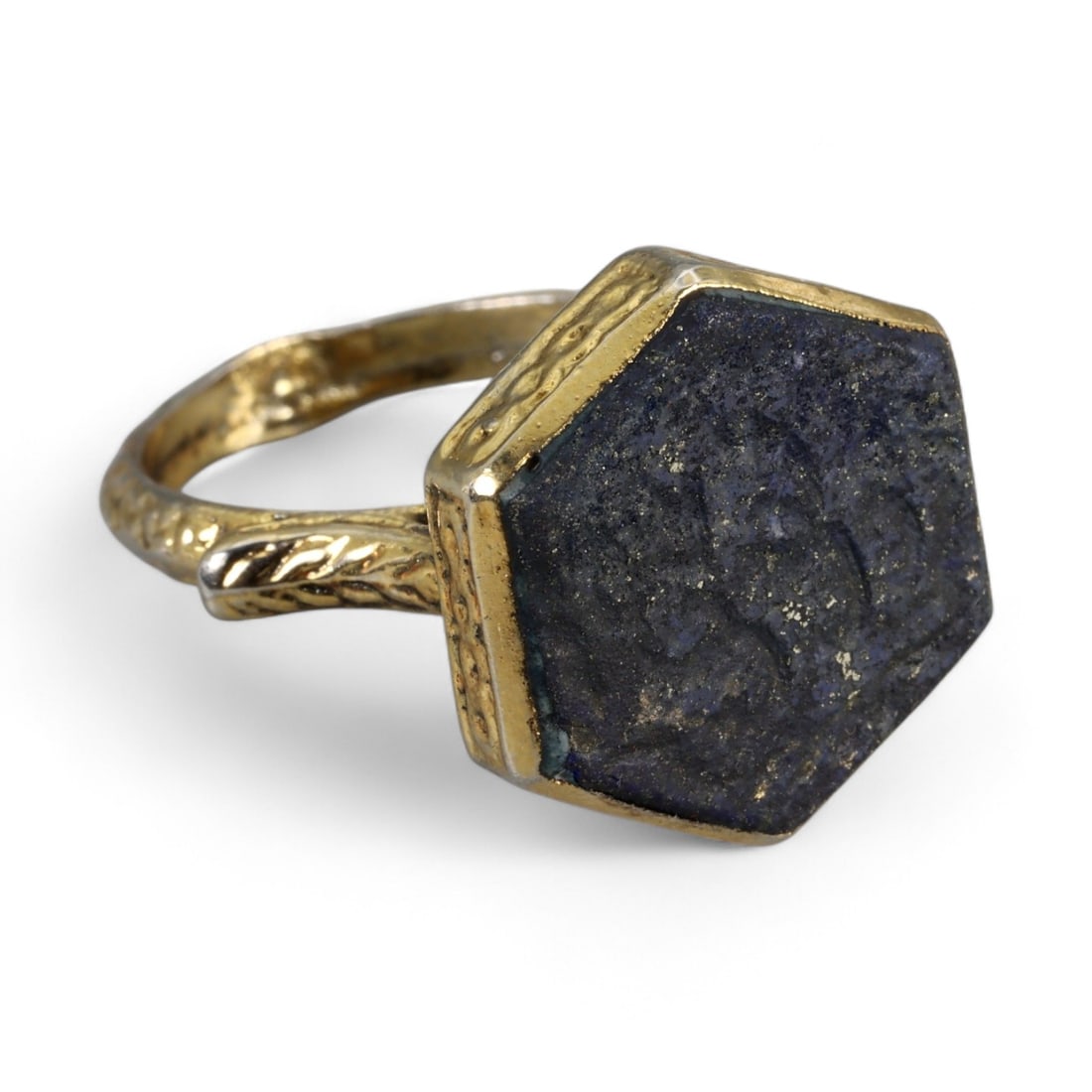 Antique Qajar Gold Gilt Intaglio Signet Ring, c. 19th-20th Century, 9 US, 14g (1 of 3)