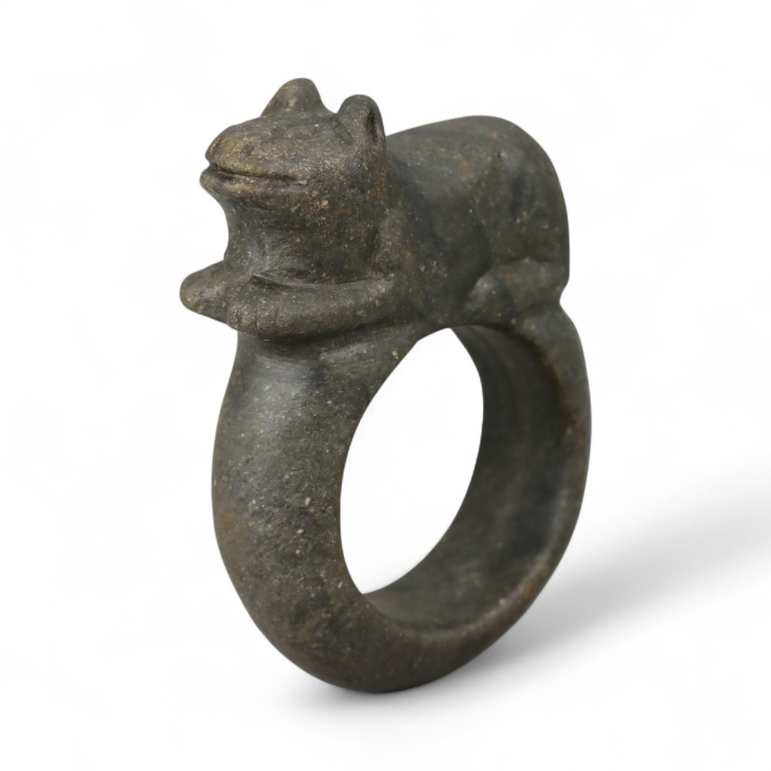 Ancient Mesopotamian Steatite Ring with Reclining Animal Motif, c. 2nd-1st Millennium BCE 17g (1 of 3)