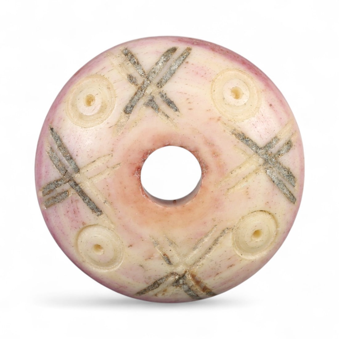 Ancient Parthian Symbolic Domed Bronze Spindle Whorl, c. 2nd-3rd Century CE, 2cm, 3.3g: This compact and intricately cast spindle whorl hails from the Parthian Empire, a powerful civilization that flourished across Iran and Mesopotamia from the 3rd century BCE to the 3rd century CE. Dati